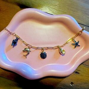 Gold Charm Bracelet with Sea Life Accents